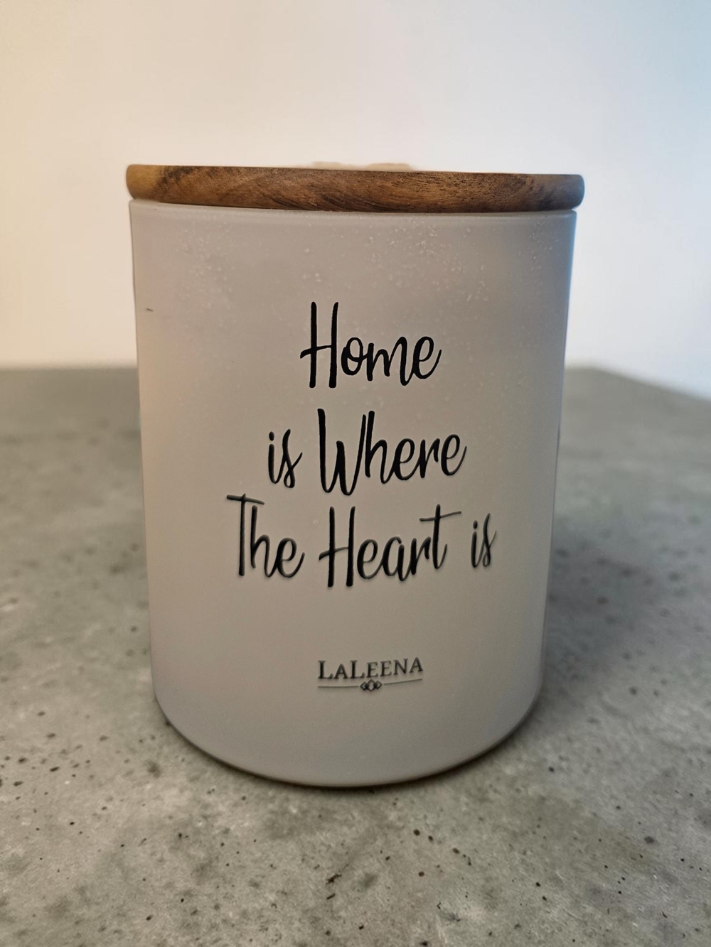 LALEENA Lavender Soy Wax Candle “Home Is Where The Heart Is” Wood Lid